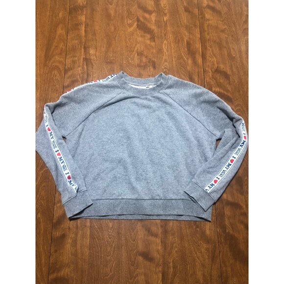 Vans Tops - Vans I Love My Vans Arm Stripe Crewneck Grey Sweatshirt Crop Women's Medium
